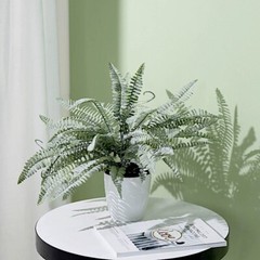 2 FROSTED GREEN 18″ Faux Boston Fern ARTIFICIAL LEAVES Greenery Stems Party Home
