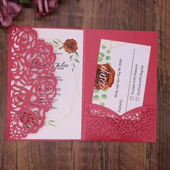 25/50/100pcs Personalized Laser Cut Printing Wedding Invitation Cards Cover Sets