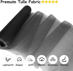 Black Tulle Fabric Rolls 54 Inch x 10 Yards Sheer Mesh Dressmaking Wedding