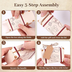 30PCS Mini Suitcase Favor Boxes, Party Favor Candy Box Vintage Kraft Paper Gift