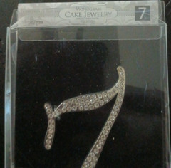 Monogram Cake Jewelry Rhinestone Silver ~7~ Cake Topper 3.5″ X 5” New Number 7