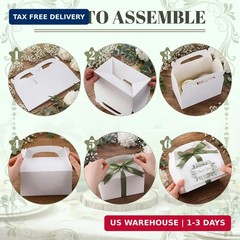 Gueevin 50 Set Wedding Thank You Boxes with Handles Ribbon Label 6×3.4×3.5» Gab