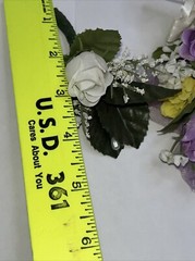 Bridal Wedding Floral Bouquet corsage and boutonniere, white roses, purple