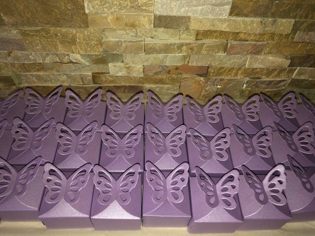 12 BUTTERFLY TOP BOXES about 2.5″ x 2.5″ party favor wedding candy gift jewelry