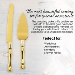 Gold Elegant Cake Knife and Server Set, Cake Server and Knife Set of 2