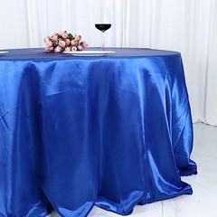 Balsa Circle Royal Blue Satin Round Tablecloth 132 132″ (Round),