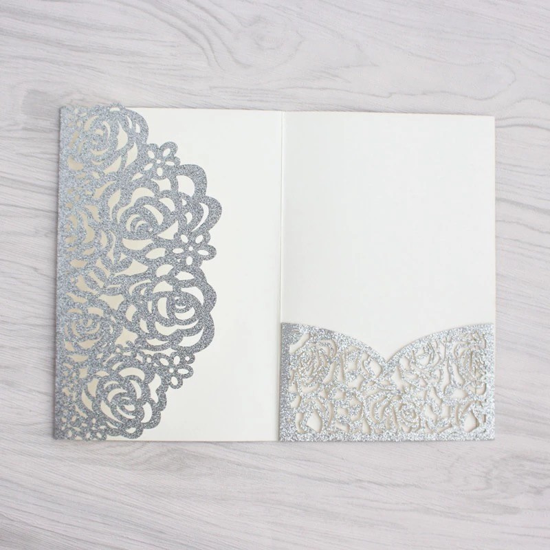 25/50PCS Personalized Laser Cut Printing Wedding Invitation Cards with Envelopes