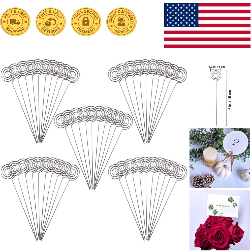 Versatile 50 Pcs Silver Memo Holders – 6-Inch Table Number Clips for Parties