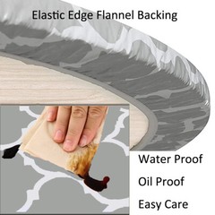 Vinyl Fitted Tablecloth Elastic Edge Flannel Backing Waterproof PVC Table Cover