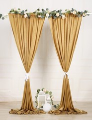 9.6 Feet x 10 Feet Deep Gold Silky Soft Curtain Wedding Backdrop Drapes, Slig…