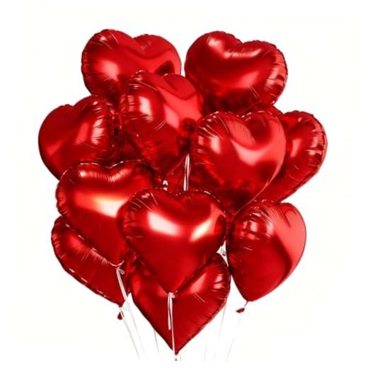 Heart Balloons 12Pcs Heart Shaped Balloons 18Inch Heart Foil Balloons Red