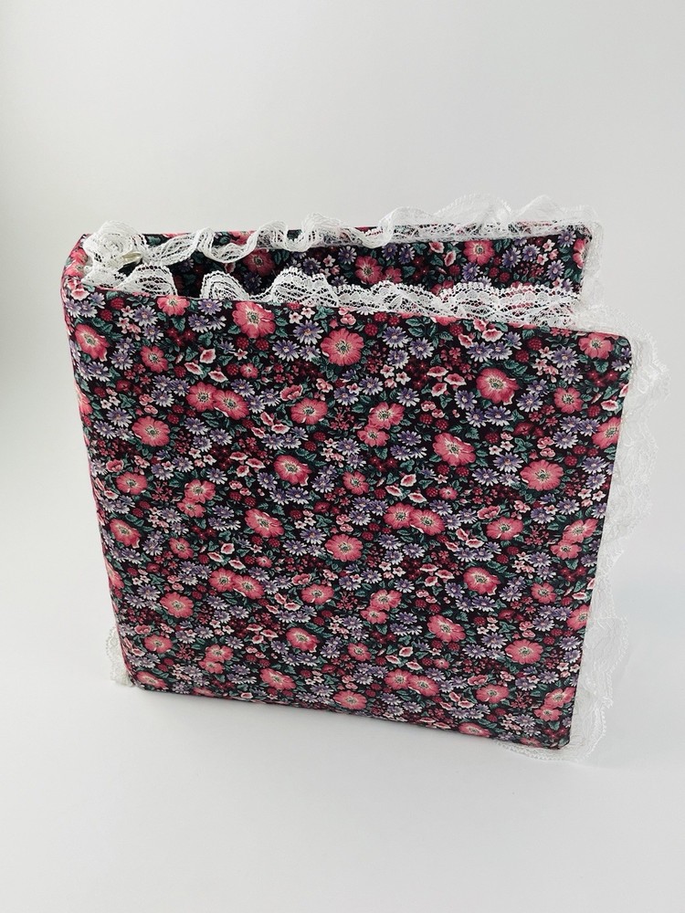 VTG Purple Floral Lace Fabric 3 Ring Binder Padded Photo Album Cottagecore Flowe