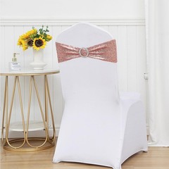 Double-Sided Sequins Rose Gold Chair Sashes for Wedding Decor, Rose Gold Sequ…
