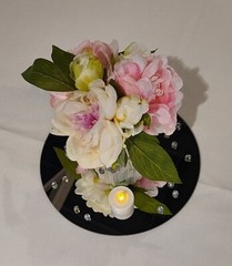LOT of 5 Beautifull Artificial Lt Pink Peony in Ceramic Pot Floral Arrangements 