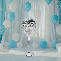 5 Tier Crystal Flower Stand Wedding Party Events Table Decor Metal Pedestal