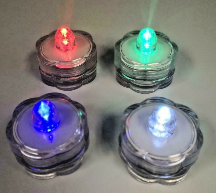 4 PC LED Tea Light set Flower-Shape Different Color Waterproof Wedding Party US