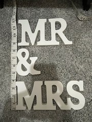 Wood Sign “Mr & Mrs” for Wedding Anniversary Letters Table Top Party Props Deco