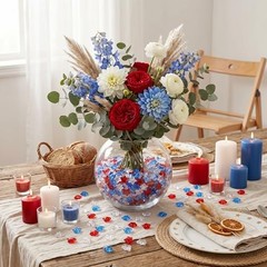 500PCS Acrylic Star Gem Vase Fillers – Red, White, Blue