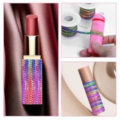 2 Rolls Shiny Rhinestone Ribbon Self Adhesive,Rainbow Color Rhinestone Tape 1