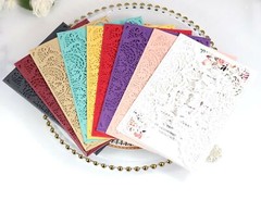 100x Wedding Invitation Cards Laser Cut Hollow Out Romantic Holiday Party Floral