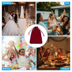 12Pcs Velvet Gift Bags 4″ x 6″ Velvet Drawstring Jewelry Pouches Burgundy