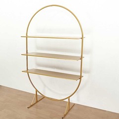 Gold 6.5 ft Oval 3 Tier Metal Cupcake Dessert Display Stand Party Wedding Home