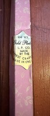 Vintage Sheffield England 24KT Gold Plated Serrated Knife w/ Box Ornate Handle!