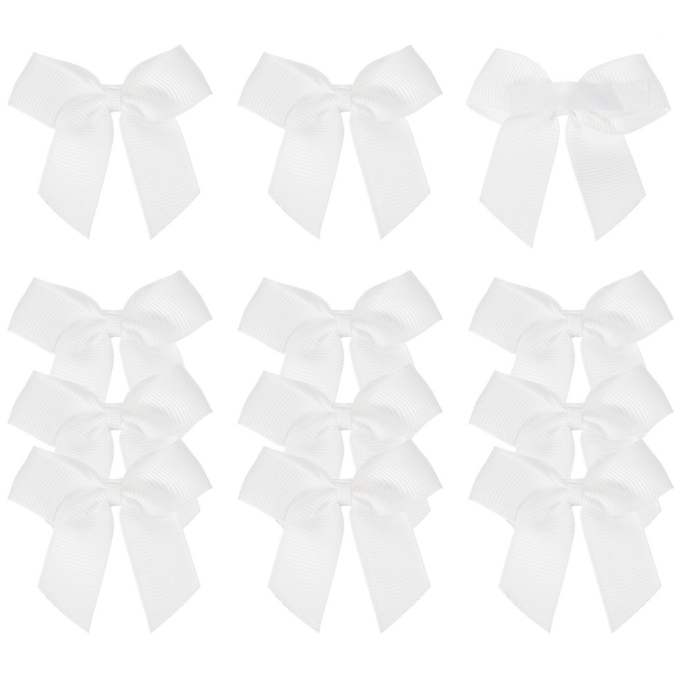 12Pcs Mini Grosgrain Ribbon Bow 2″ Self Adhesive Flower Bows White