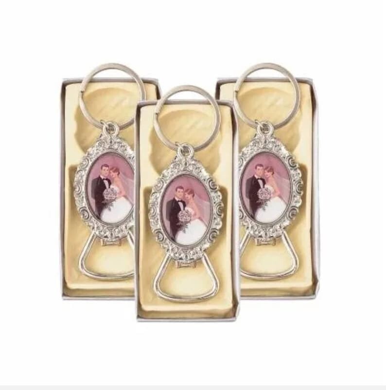 12 PCS Bride and Groom bottle opener bridal Keychain Wedding Shower Party Favor