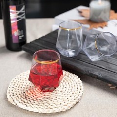 40pcs Plastic Wine Glasses with Gold Rim, 12oz Clear Disposable Wine Cups for