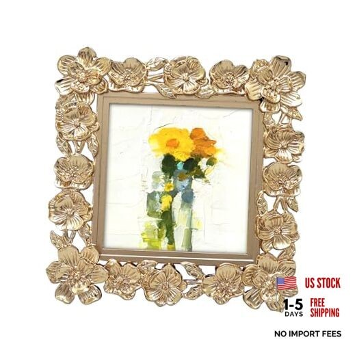 Square Spring Blossom Photo Frame / 3.5×3.5 In | For Vertical Display on