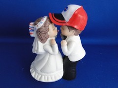 New Buffalo Bills Kissing Bride & Groom Wedding Cake Top figurine with cap
