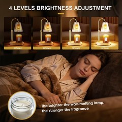 Candle Warmer Lamp with Timer Dimmer, Birthday Standard/ Portable, Amber-gold
