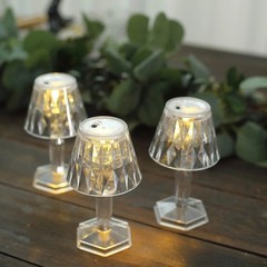 CLEAR 6 Mini 4.5″ Acrylic Crystal DESK LAMPS Decorative LED Lights Party Events