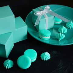 Small Cube Turquoise Candy Treat Boxes Bulk 50 count (Pack of 1), Teal Blue