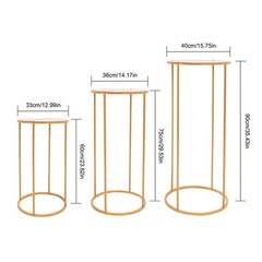 A Set of 3 Cylindrical Flower Racks Gold Party Decor Stand Metal Flower Holder