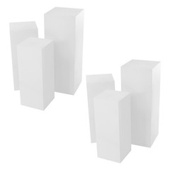 6Pc White Metal Display Pedestal Stands,Cuboid Freestanding Retail Display Riser