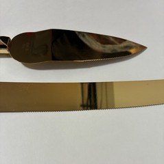 Clear Gold Cake Knife and Server Set, Steel Plated Blades with Acrylic Handles