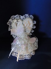 New Elegant Lace Covered Heart Mirror with shimmering flower Wedding CakeTop #83