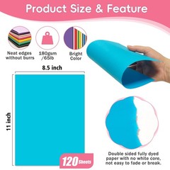 120 Sheets Colored CardStock, 180gsm/65lb 24 120 Sheets-24 Colors, Multicolor