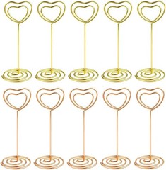 10 Pcs Heart Shaped Table Number Stand and Place Card Holder – Mini Wire Picture