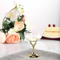 5 oz Disposable CLEAR GOLD PLASTIC Wedding GOBLETS Glasses TABLEWARE WHOLESALE