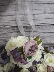 4 Wedding Table Centerpieces, Floral Reception Centerpieces, Vintage, Purple