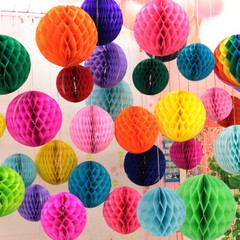 4 inch HoneyComb Tissue Paper Ball Lantern Pom Poms Wedding Birthday Photo shoot