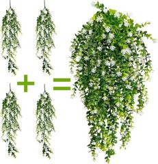 16pcs Artificial Plant Fake Eucalyptus Fern Hanging Flowe Vine Garden Home Decor