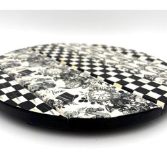 Handpainted Black and White Alice in Wonderland Table Centerpiece Riser