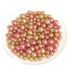 140 Pieces Floating Pearls for Vase Filler Pearl Beads No Hole Vase Gold, pink