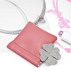PU Leather Jewelry Travel Bag Leather Jewelry Pouch 3.54″x3.54″ Pink
