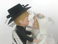 Cowboy Western Lassoed in Love, White Cake Topper