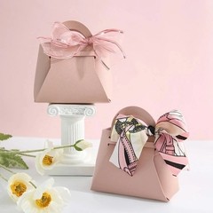 10PCS Wedding Favor Gift Bags Mini Handbag Candy Box Ribbon Party Packaging